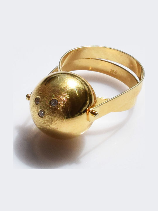 Bizoutaki Ring with Zircon made of Silver Gold Plated