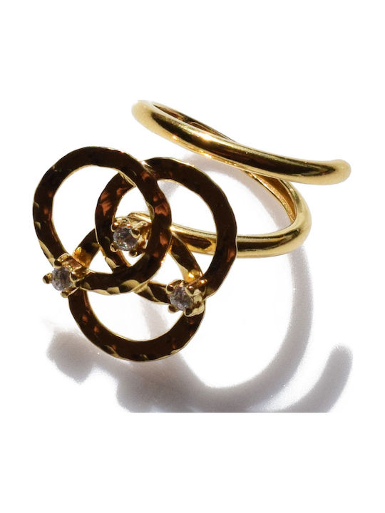 Bizoutaki Ring with Zircon made of Silver Gold Plated