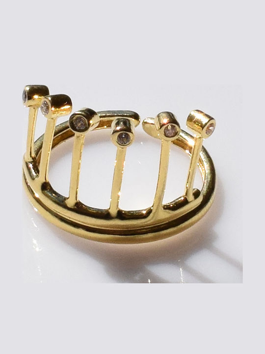Bizoutaki Ring with Zircon made of Silver Gold Plated