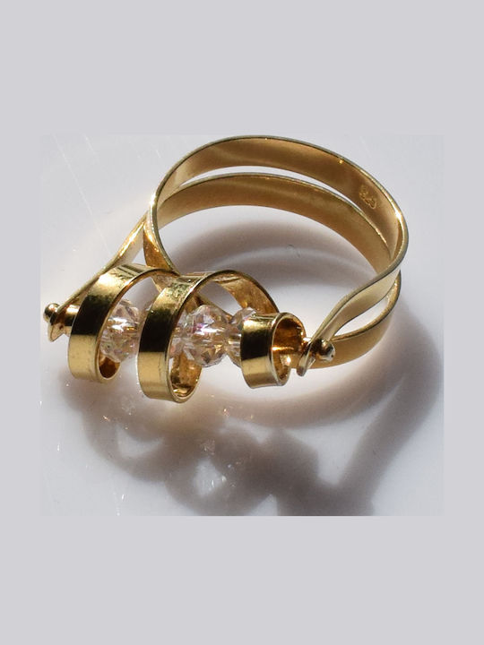 Bizoutaki Ring with Stones made of Silver Gold Plated