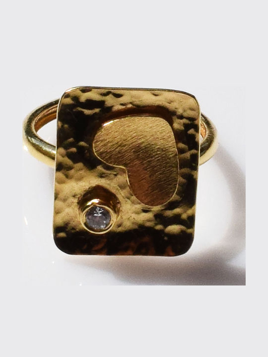 Bizoutaki Ring with Zircon made of Silver Gold Plated