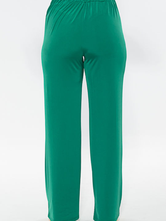 Rodonna Women's Fabric Trousers with Elastic Green