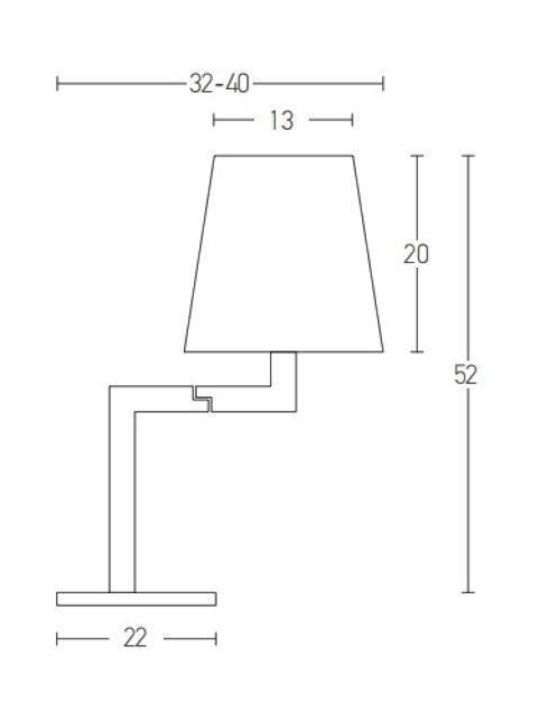 Zambelis Lights Metal Table Lamp for Socket E27 with White Shade and Silver Base