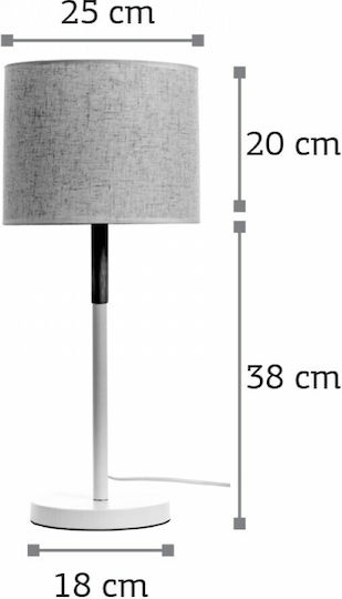 Inlight 3453 Метална Настолна лампа за Цокъл E27 с Бял Абажур и Черен Основа