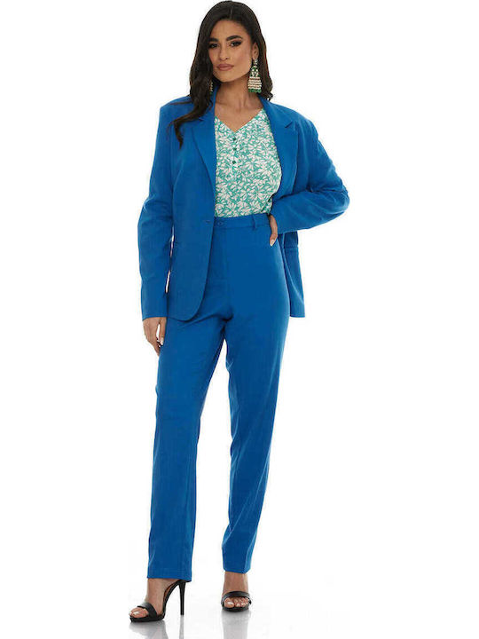 Damen Blau Anzug in Lockerer Passform