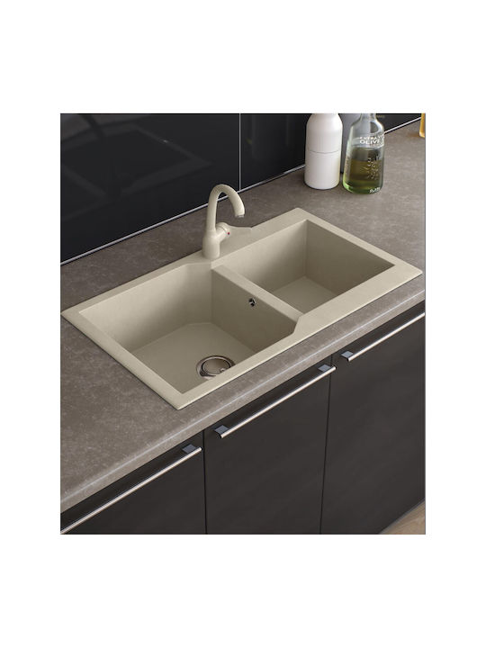 Sanitec Ultra Granite Drop-In Мивка Ляв от Синтетичен Гранит Ш86xД50см Графит