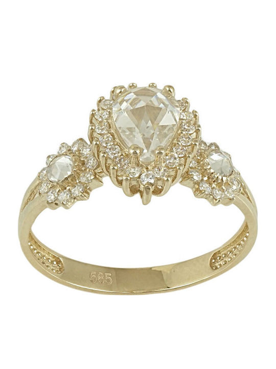 Kiriakos Gofas Set with Necklace , Earrings & Ring from Gold 14K with Stones