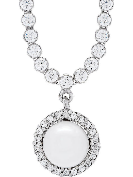 Kiriakos Gofas Set with Necklace , Earrings & Bracelet from White Gold 14K with Stones