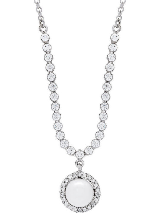 Kiriakos Gofas Set with Necklace , Earrings & Bracelet from White Gold 14K with Stones