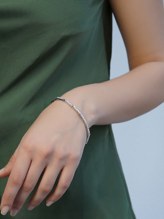 Kiriakos Gofas Set with Necklace , Earrings & Bracelet from White Gold 14K with Stones