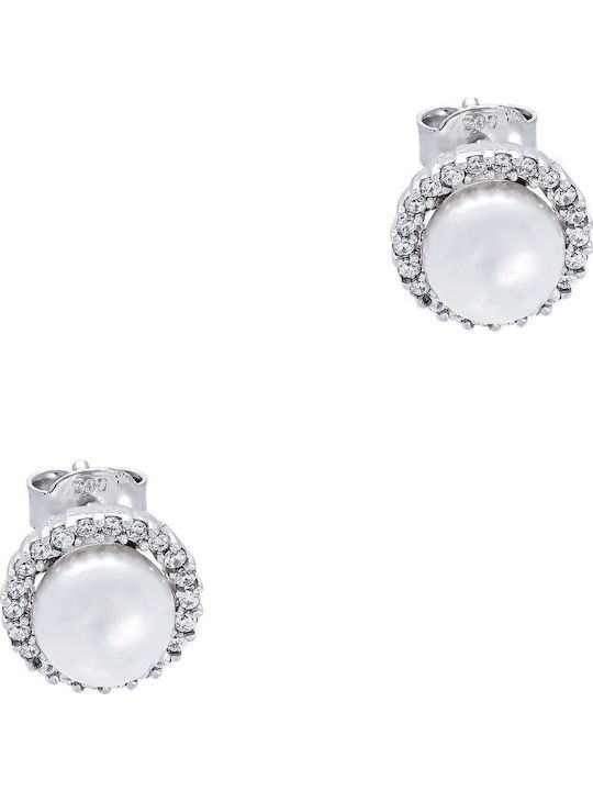 Kiriakos Gofas Set with Necklace , Earrings & Bracelet from White Gold 14K with Stones