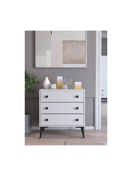 Amari Wooden Chest of Drawers with 3 Drawers White 72x43x79cm