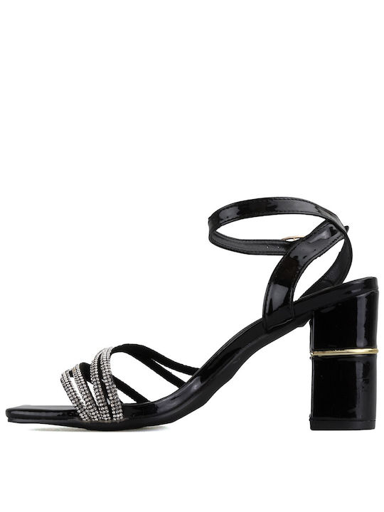 Silia D Patent Leather Women's Sandals with Strass Black