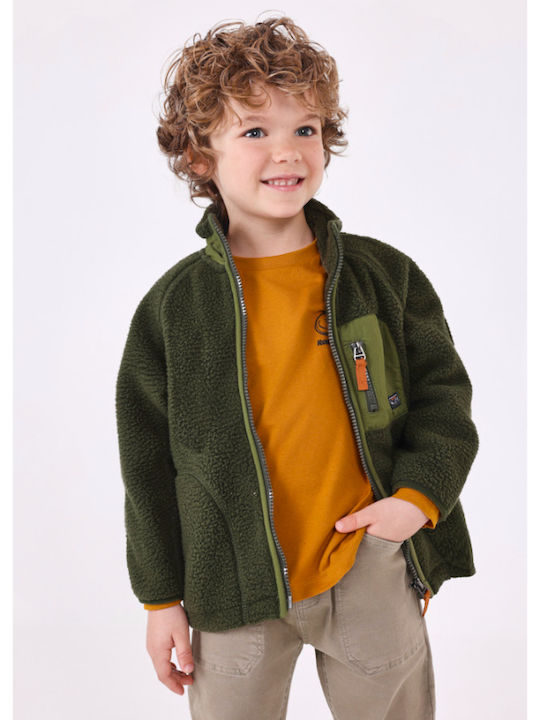 Mayoral Boys Fleece Cardigan with Zipper Khaki