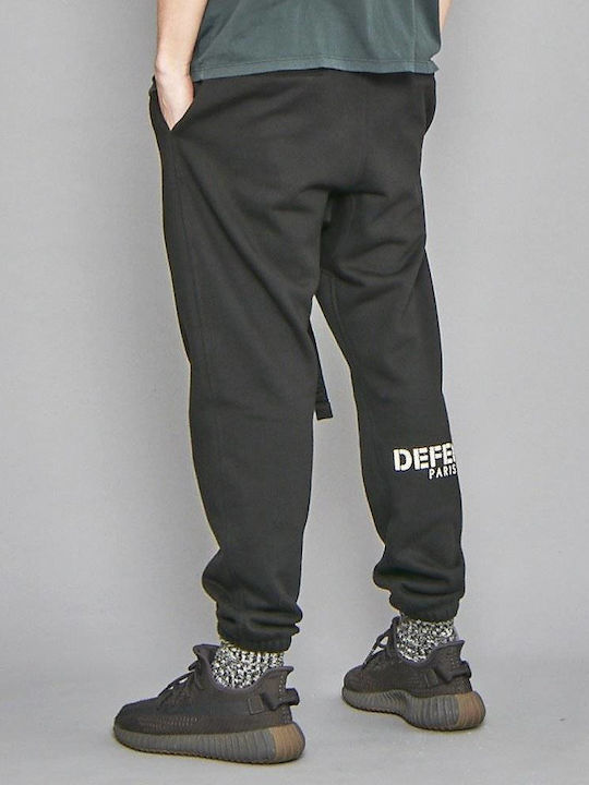 Defend Paris Men's Sweatpants with Rubber Black -BLACK