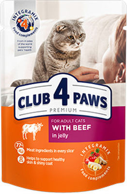 Club 4 Paws Sterilised Nasses Katzenfutter für Katze in Beutel mit Rindfleisch 80gr