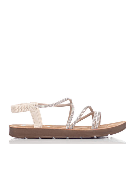 Women's Flat Sandals in Beige Color