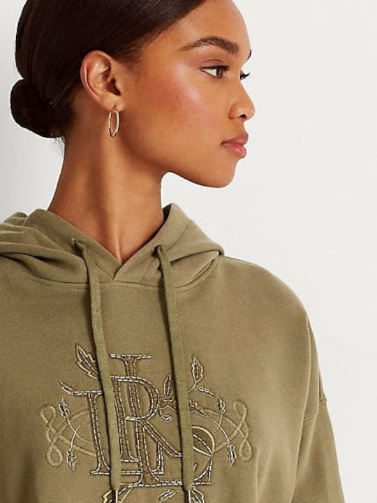 Damen Sweatshirt French Terry mit Kapuze Khaki