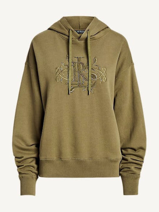 Damen Sweatshirt French Terry mit Kapuze Khaki