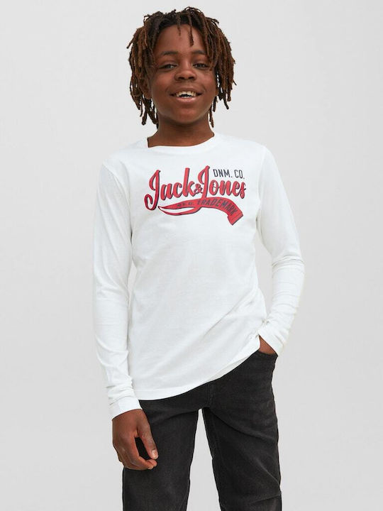 Jack & Jones Παιδική Χειμερινή Μπλούζα Μακρυμάνικη Λευκή