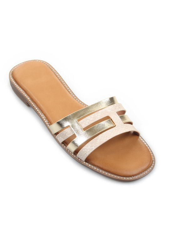 Fshoes Women's Flat Sandals in Gold Color