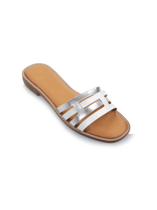 Fshoes Women's Flat Sandals in Silver Color