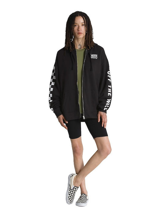 Long Women's Sweatshirt Jacket Hooded Black