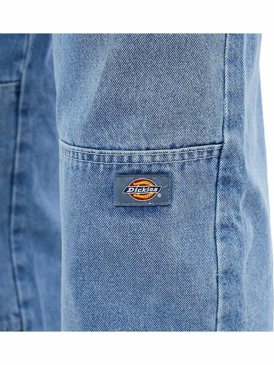 Double Knee Men's Jeans Pants with Loose Straight Fit Blue