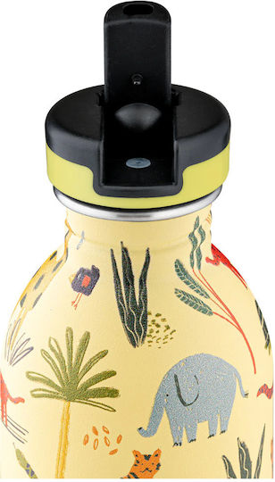 24Bottles Jungle Friends Kids Water Bottle Stainless Steel Yellow 250ml