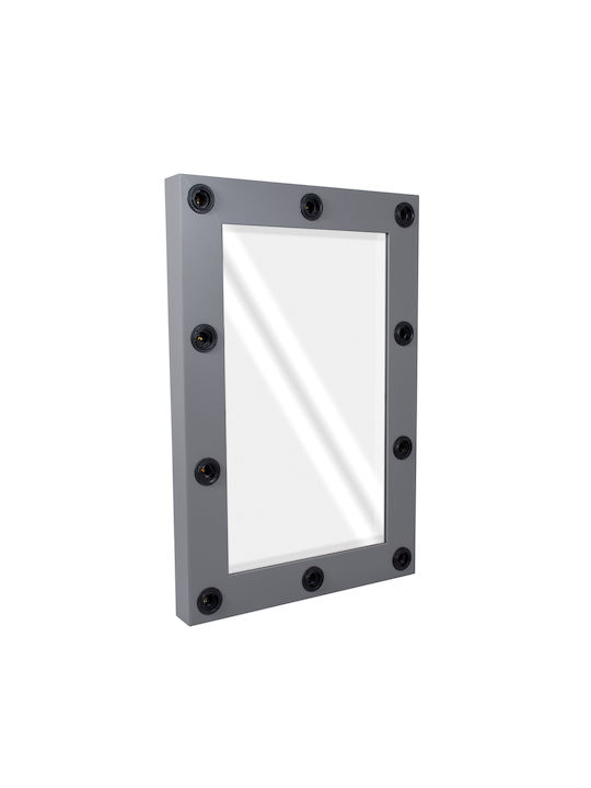 GloboStar Makeup Mirror Oglindă de Perete cu Gri Ramă din Lemn & Iluminare LED 90x60cm 1buc