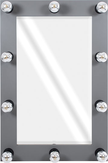 GloboStar Makeup Mirror Wall Mirror with Gray Wooden Frame & LED Lighting 90x60cm 1pcs