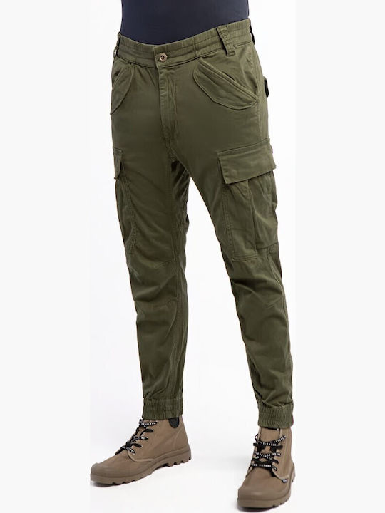Elastic Khaki Cargo Trousers