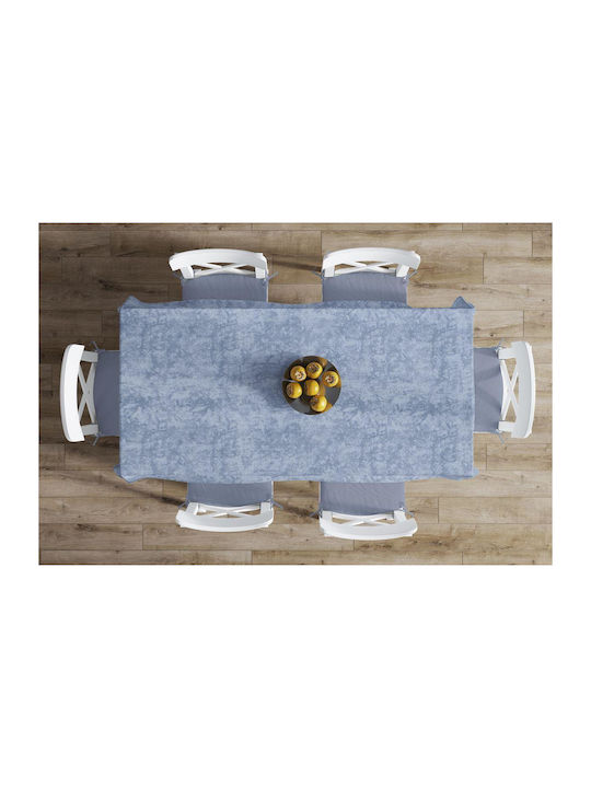 Dimcol Panama Shadow Cotton & Polyester Stain Resistant Tablecloth Sky Blue 140x180cm