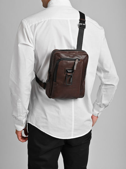 Leder Herrentasche Schulter / Crossbody Braun