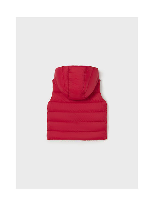 Mayoral Boys Quilted Coat Red Double Sided Sleeveless with Ηood