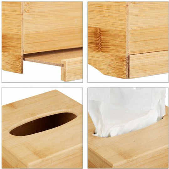 Relaxdays Θήκη για Χαρτομάντηλα Ξύλινη Καφέ 14.5x14.5x15.5cm 10022177