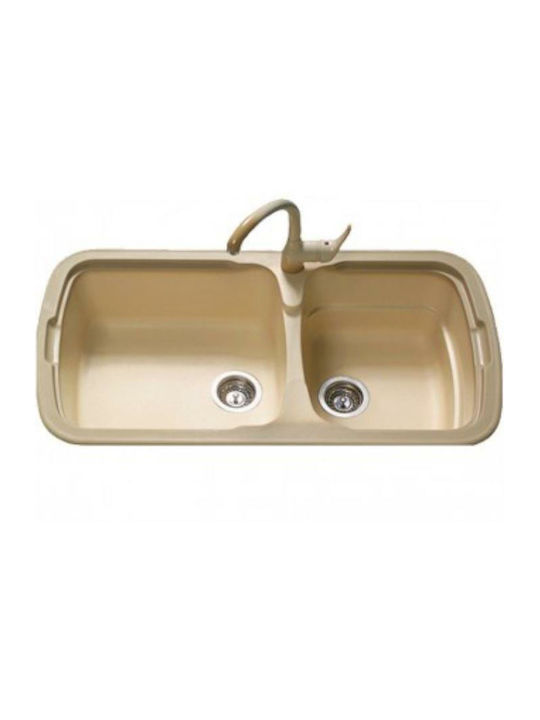 Sanitec Classic Drop-In Spüle Links aus Verbundgranulat B96xT51cm Granite Sand