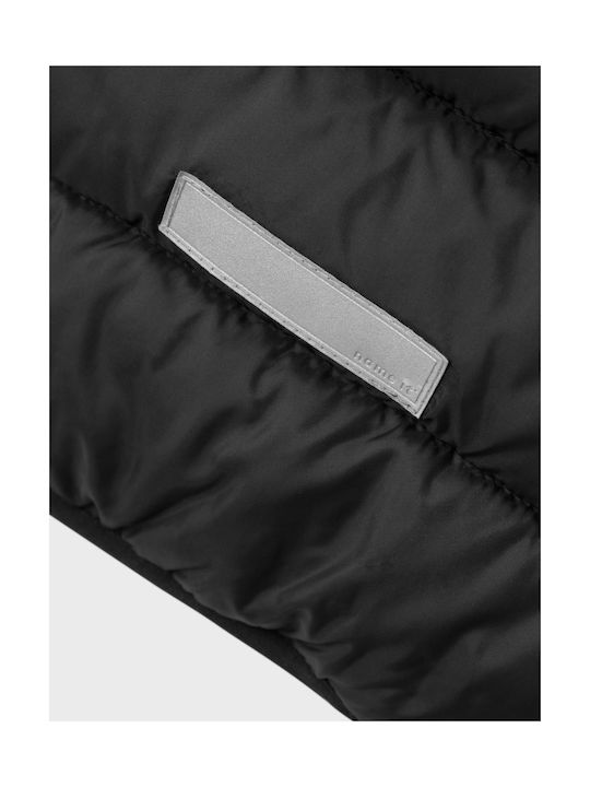 Name It Boys Quilted Coat Black Sleeveless with Ηood