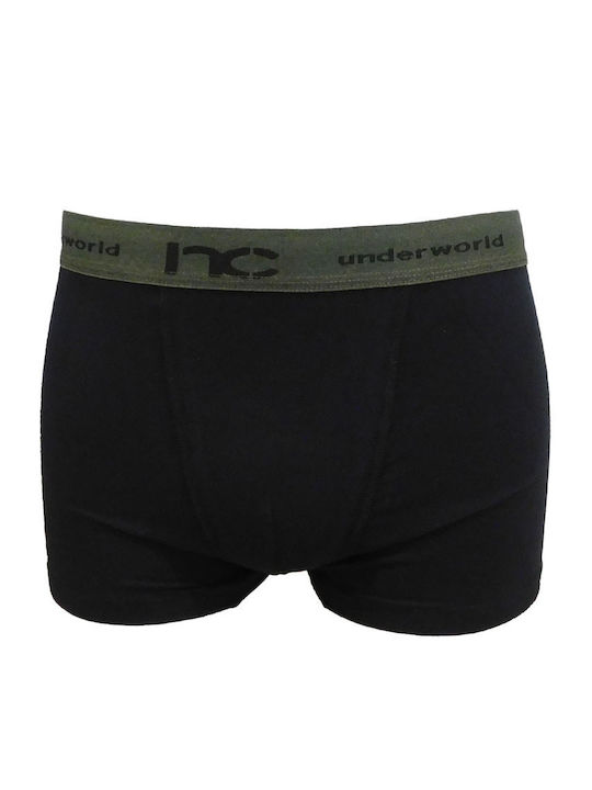 MEN'S COTTON BOXER WITH EXTERNAL ELASTIC BAND 3 PCS NINA CLUB NC2019411 - BLACK-OIL