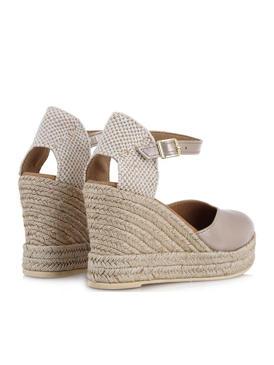 Women's Leather Platform Espadrilles Sand