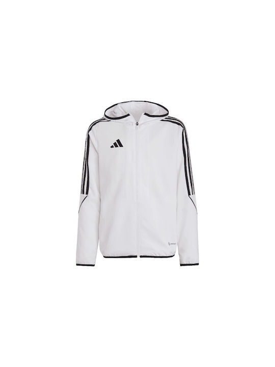 Adidas Kids Casual Jacket Short Windproof with Hood White Tiro 23 League