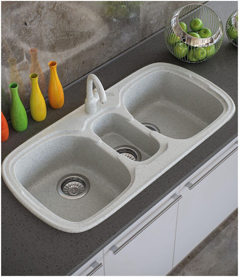 Sanitec Classic Drop-In Spüle aus Verbundgranulat B97xT51cm granite beige