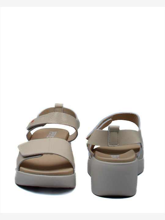 Anatomic Women's Leather Ankle Strap Platforms Beige