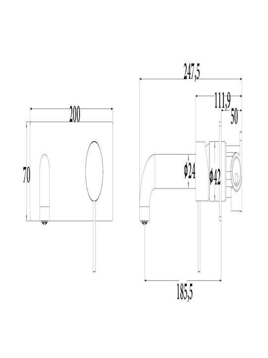 Sparke Musa Built-in Mixer & Spout Set for for Bathroom Sink 1 Exit White