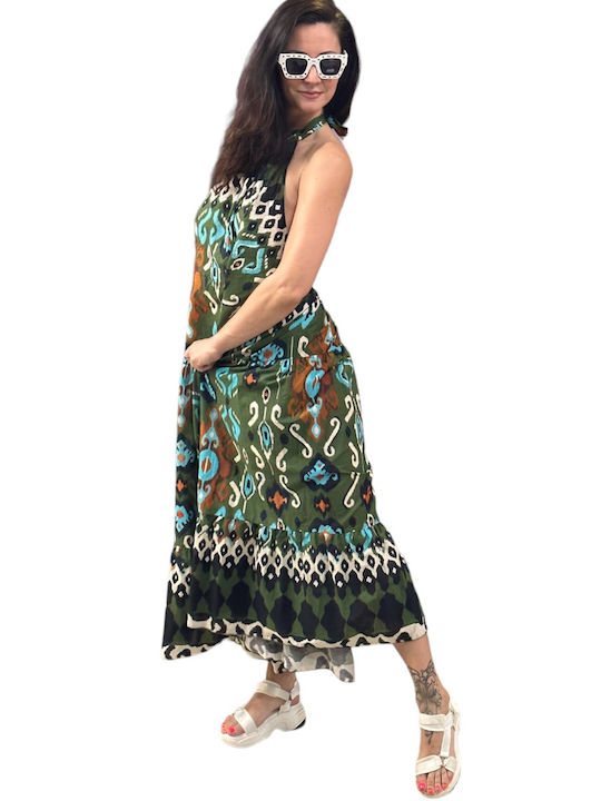 Mohicans Black Line Summer Maxi Dress Green