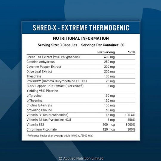 Applied Nutrition Shred-X Extreme Thermogenic 3000mg 90 κάψουλες