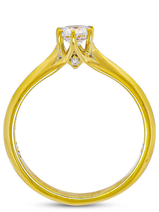 Kiriakos Gofas Single Stone Ring Made of 9K Gold
