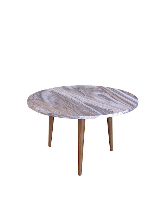 Round Central Coffee Table Ashby Wooden Gray Marble Finish M73xP73xH40cm