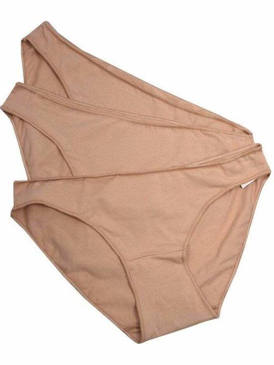 Cotonella Βαμβακερά Γυναικεία Slip 3Pack Μπεζ