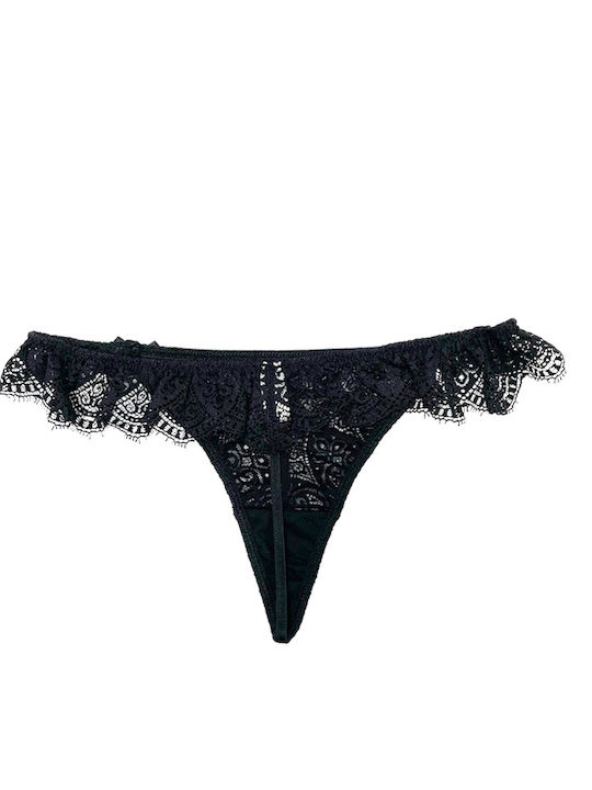 Lida Women's String with Lace Black